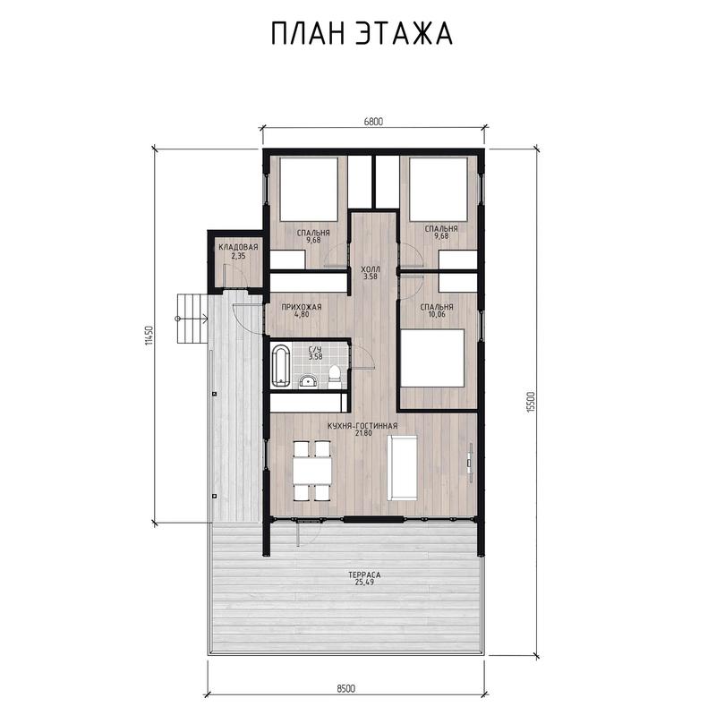 проект дома Barn L из СИП панелей планировка