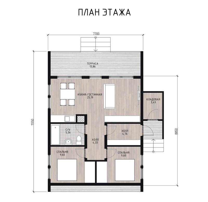 проект дома Barn M из СИП панелей планировка