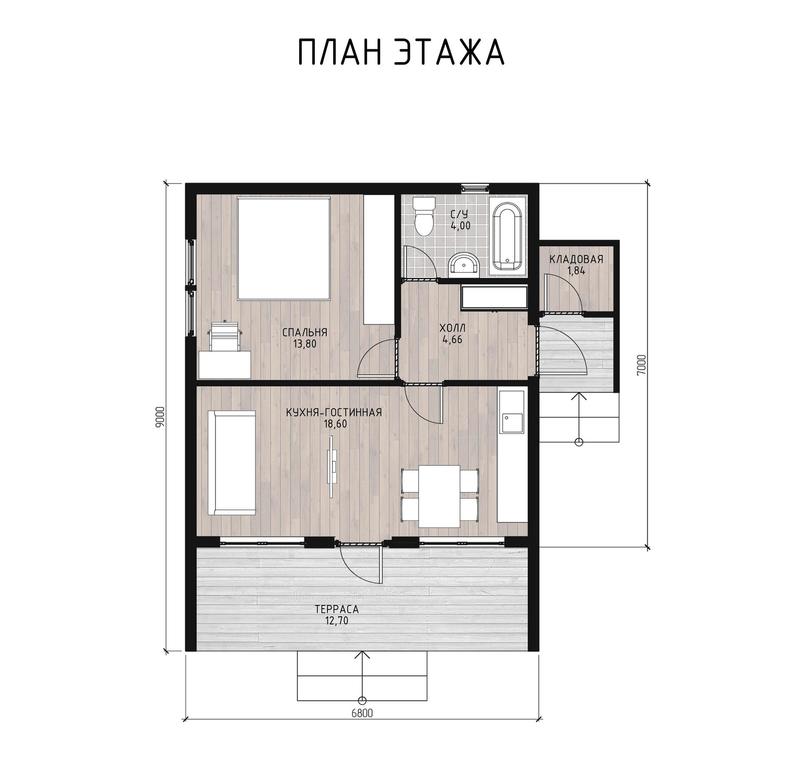 проект дома Barn S из СИП панелей планировка