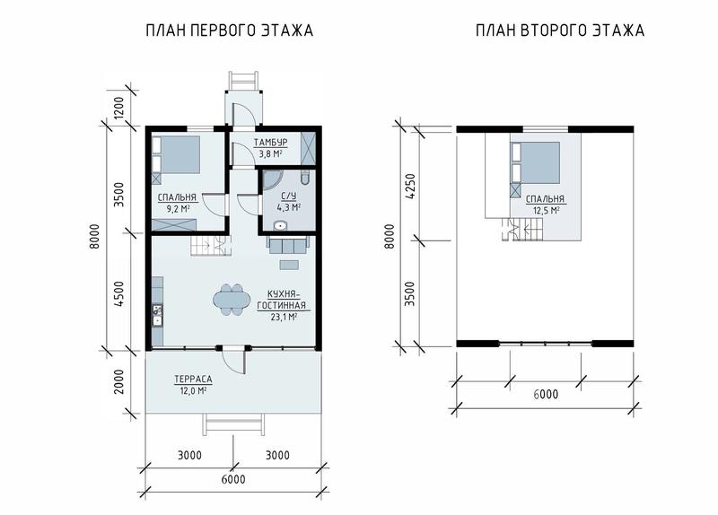 проект дома а-фрейм 60 м2 планировка