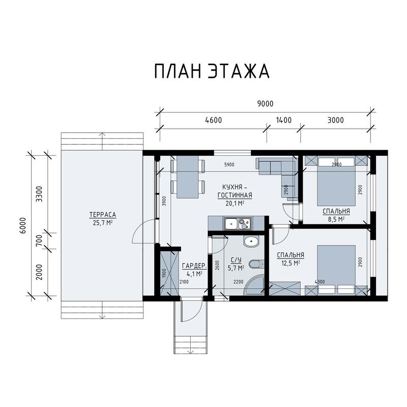 План с размерами проекта барн хаус